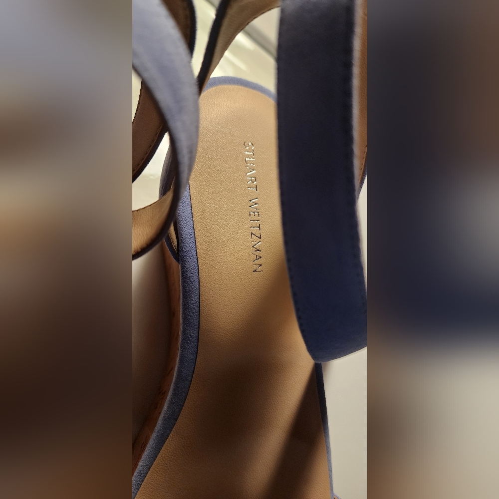 Stuart Weitzman Lavender and Tan Wedge Sandals - Picture 2 of 4